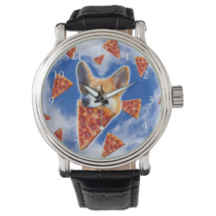 Corgi Hund Eating Pizza Armbandsur