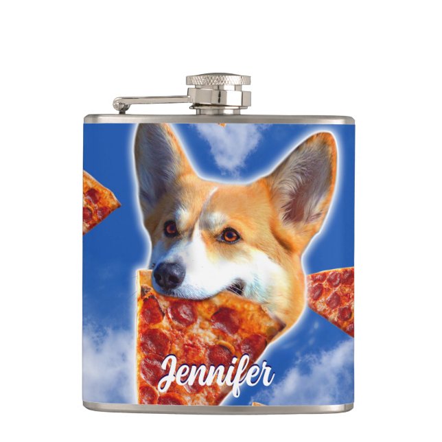 Corgi Hund Eating Pizza Fickplunta (Framsidan)