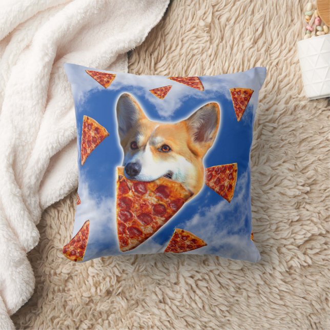 Corgi Hund Eating Pizza Kudde (Filt)