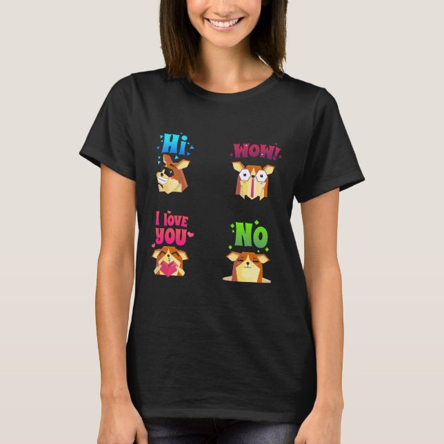 Corgi Hund Emotion T Shirt (Framsida)