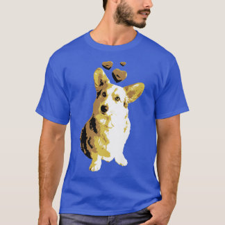 Corgi-Hund för Cute Retro Welsh med hjärter-Vintag T Shirt
