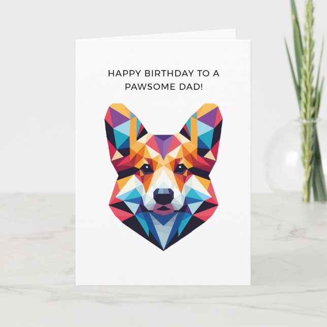 Corgi Hund Geometric Art Birthday Kort (Framsida)