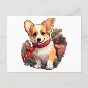Corgi hund God jul och Gott nytt år Helg Vykort