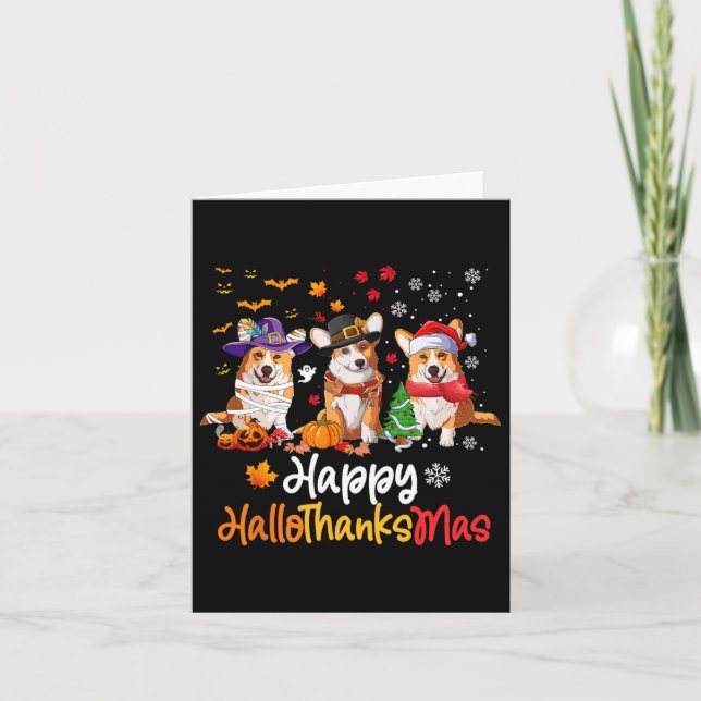 Corgi Hund Halloween jul Lycklig Hallothanksmas Kort (Framsida)