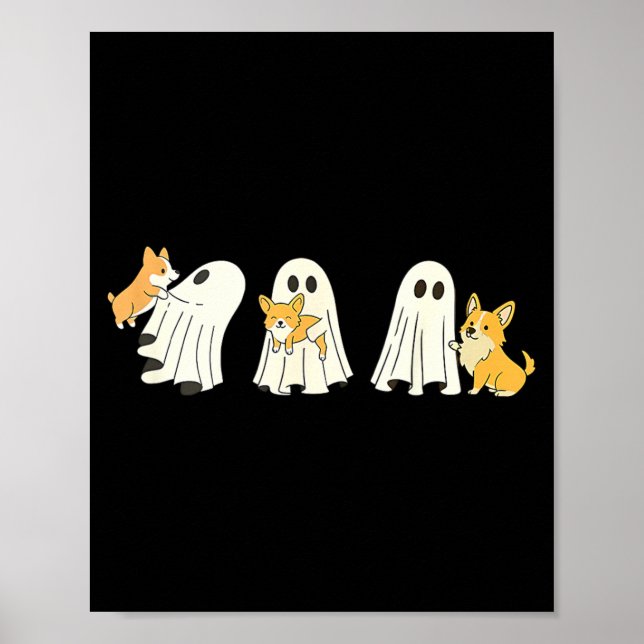 Corgi Hund Halloween Spöke Poster (Framsidan)