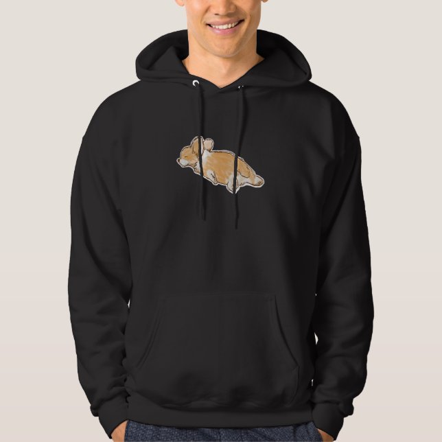 Corgi Hund Hand plockade Sketch Hoodie (Framsida)