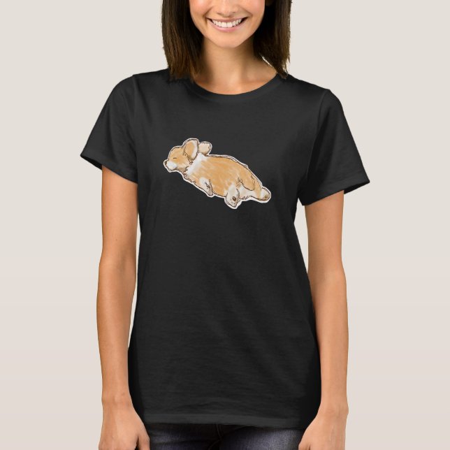 Corgi Hund Hand plockade Sketch T Shirt (Framsida)