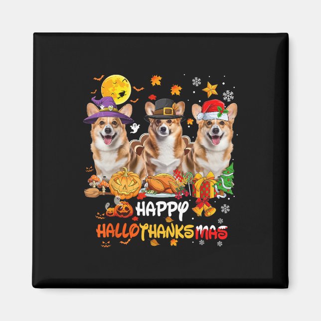 Corgi Hund Happy halloween Thanksgiving Merry Chri Magnet (Framsidan)