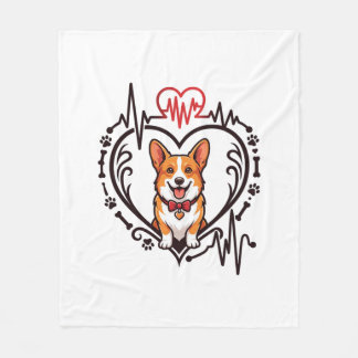 Corgi Hund Hjärta Hjärtbeat Ekg Flaska Tass Fleecefilt