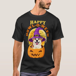 Corgi Hund Howloween Witch Funny Halloween-345 T Shirt