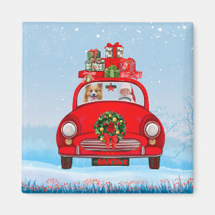 Corgi hund i bil med tomte magnet