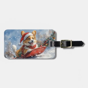 Corgi Hund i Sledge Låt det snöa jul Bagagebricka
