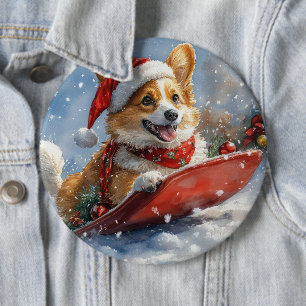 Corgi Hund i Sledge Låt det snöa jul Knapp