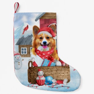 Corgi Hund i snö julhuset Hund Liten Julstrumpa