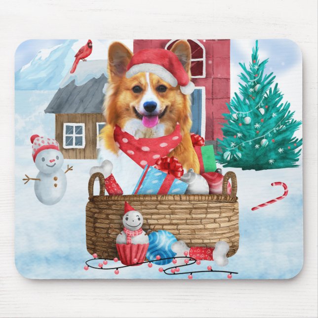 Corgi Hund i snö julhuset Hund Musmatta (Framsidan)