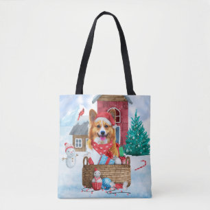 Corgi Hund i snö julhuset Hund Tygkasse