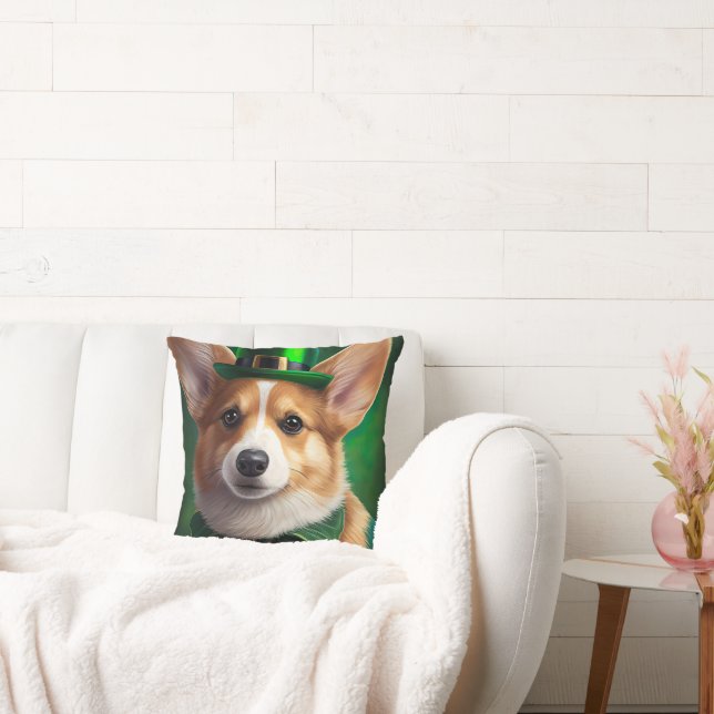 Corgi Hund i St. Patrick Dress Kudde (Soffa)