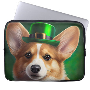 Corgi Hund i St. Patrick Dress Laptop Fodral