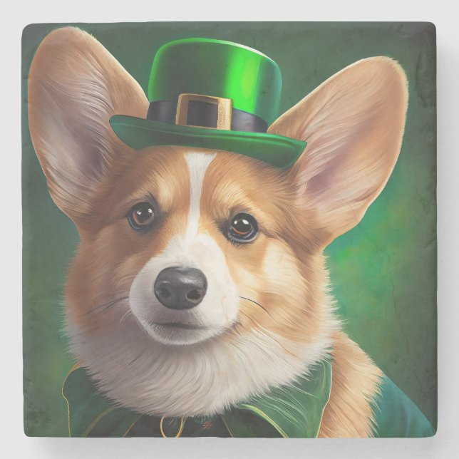 Corgi Hund i St. Patrick Dress Stenunderlägg (Framsidan)