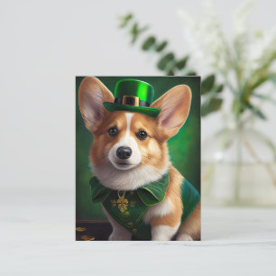 Corgi Hund i St. Patrick Dress Vykort