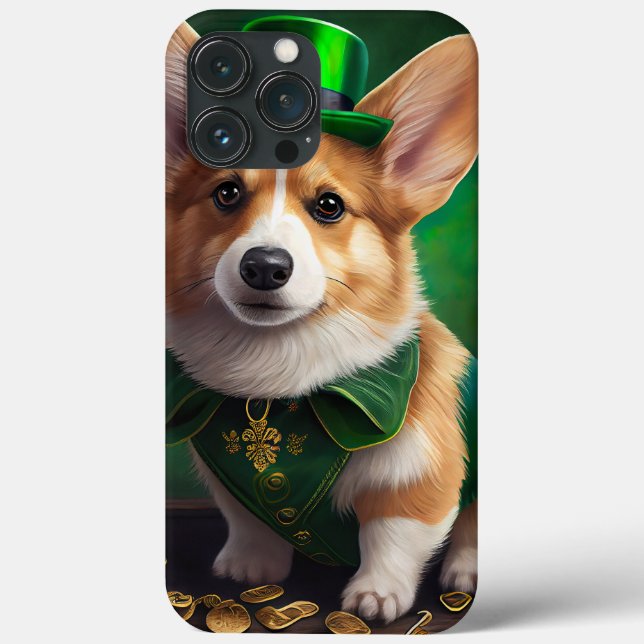Corgi hund i St. Patricks dag dräkt (Baksida)