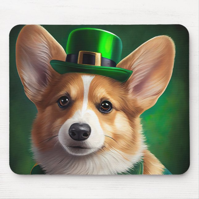 Corgi hund i St. Patrick's Day klänning Musmatta (Framsidan)