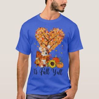 Corgi Hund its Fall Yall Pumpkin Spice Höst löv T Shirt