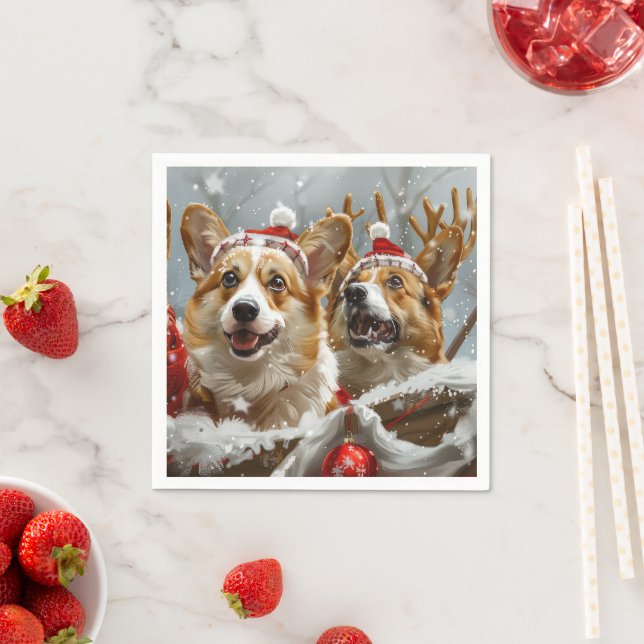 Corgi Hund Jul Festlig Pappersservett (Insitu)