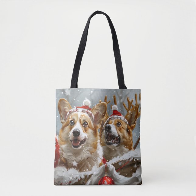 Corgi Hund Jul Festlig Tygkasse (Framsida)