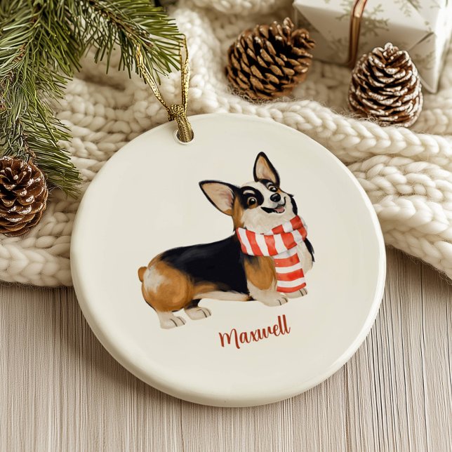 Corgi Hund jul Julgransprydnad Keramik (Skapare uppladdad)