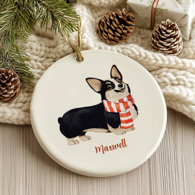 Corgi Hund Jul Julgransprydnad Keramik (Skapare uppladdad)