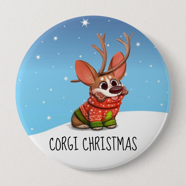 Corgi Hund Jul Knapp (Framsida)
