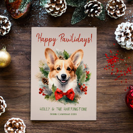 Corgi Hund jul Lycklig Pawlidays Howlidays Julkort