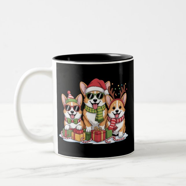 Corgi Hund Jul Mamma Hund Älskare Julpresent Två-Tonad Mugg (Vänster)