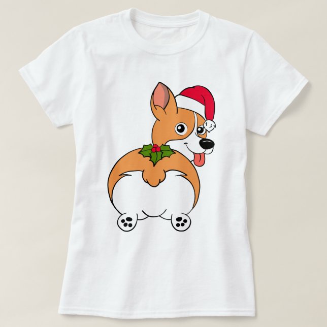 Corgi Hund jul T Shirt (Design framsida)