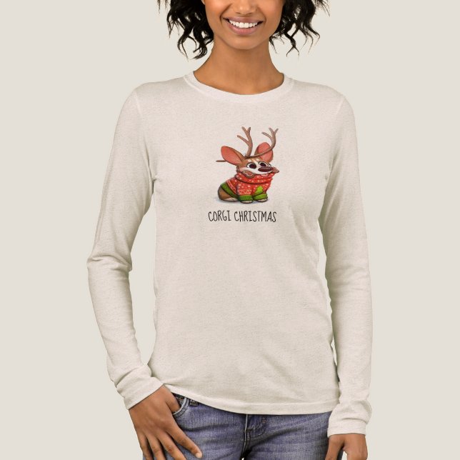 Corgi Hund jul T Shirt (Framsida)