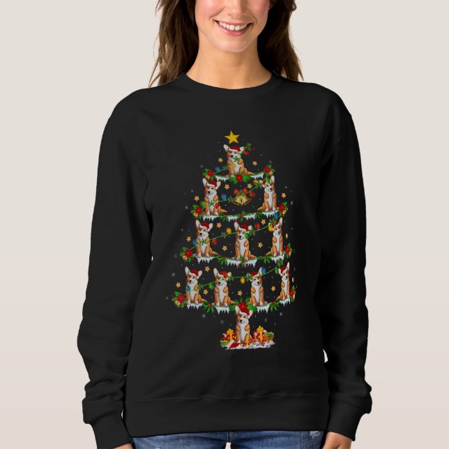 Corgi Hund Julbelysning Corgi Julgran T Shirt (Framsida)