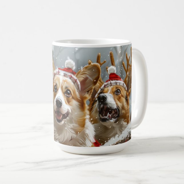 Corgi Hund julfesten Kaffemugg (Framsida höger)