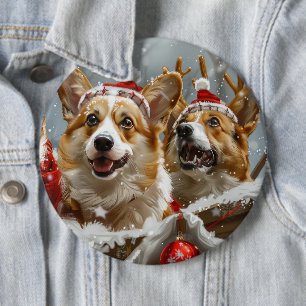 Corgi Hund julfesten Knapp
