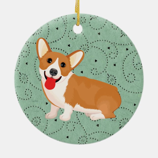 corgi hund julgransprydnad keramik (Baksidan)