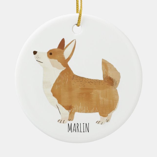 Corgi Hund Julgransprydnad Keramik (Framsidan)