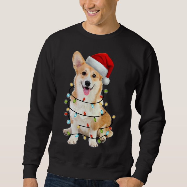 Corgi Hund julljus Lång Ärmad Tröja (Framsida)