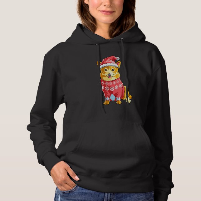 Corgi Hund jultomten Hat S Cute T Shirt (Framsida)