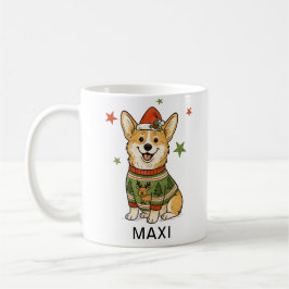 Corgi Hund Jultröja Tomtehatt Kaffemugg