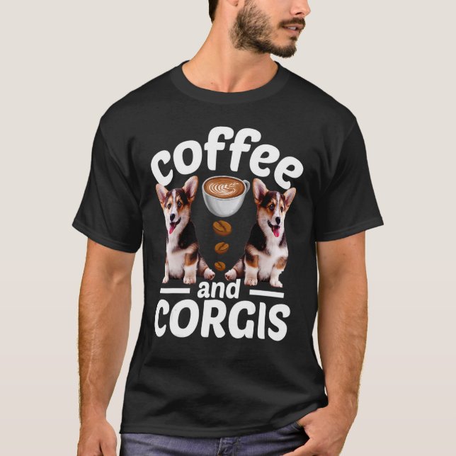 Corgi Hund   Kaffe Och Corgi T Shirt (Framsida)