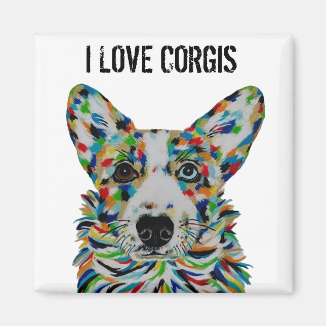 Corgi Hund Konst Magnet (Framsidan)