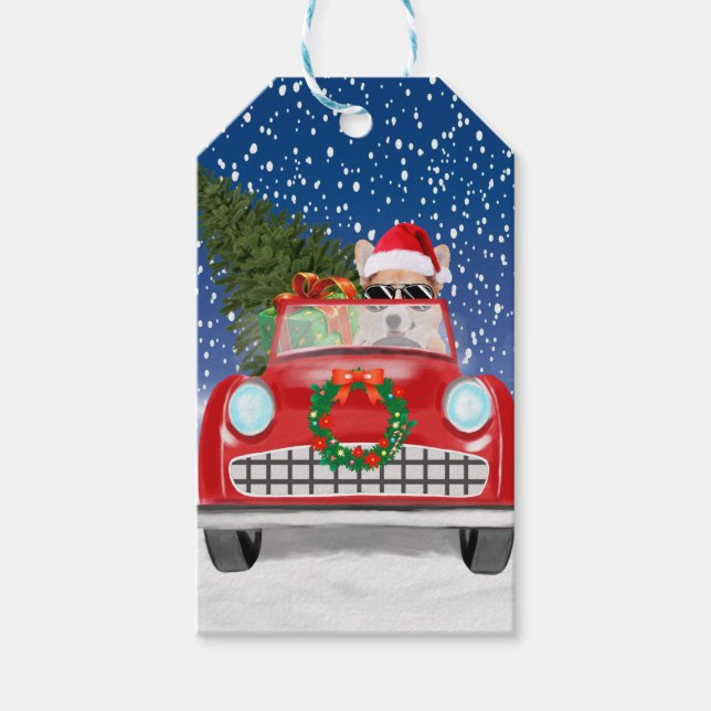 Corgi Hund-körbil vid jul i Snö Presentetikett (Framsidan)