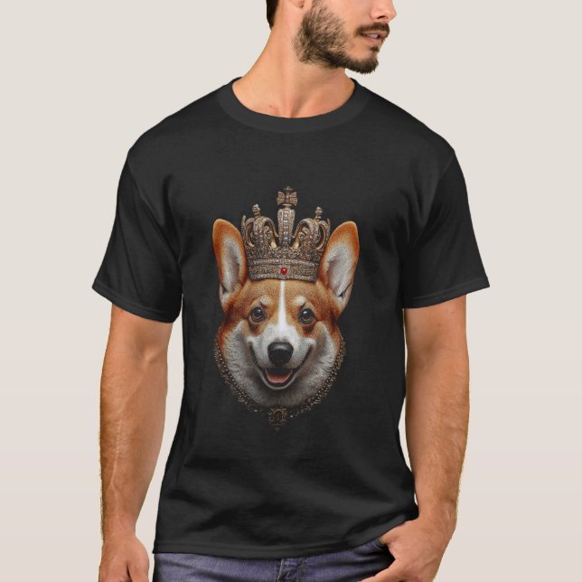 Corgi Hund Kung Krona T Shirt (Framsida)