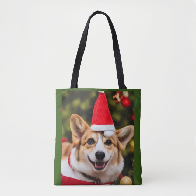 Corgi hund ler-roligt för julmassa tygkasse (Framsida)