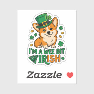 Corgi Hund "Lite Grön" Rolig St. Patrick's Day  Klistermärken